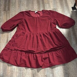 Time and Tru Women's Casual Dress - Burgundy